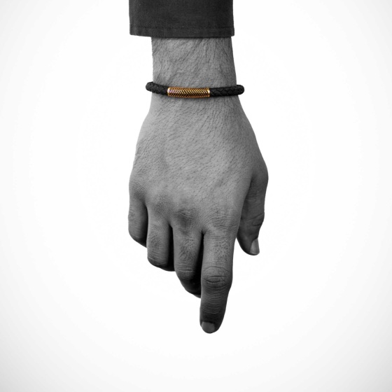 دستبند طلا چرم مردانه طرح فیوژن 3