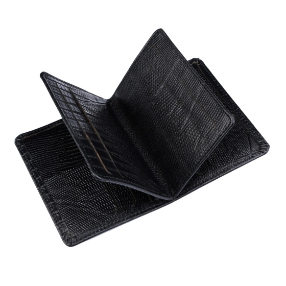 کیف کارت 4 لت طرح نظام چرم مشکی لیزارد