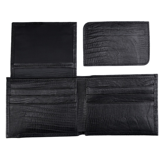 کیف جیبی طرح نظام چرم مشکی لیزارد