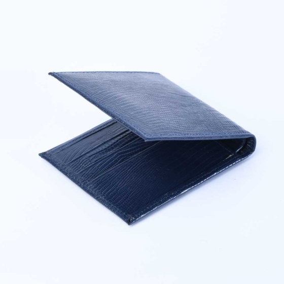 کیف پول جیبی چرم لیزارد سورمه ای