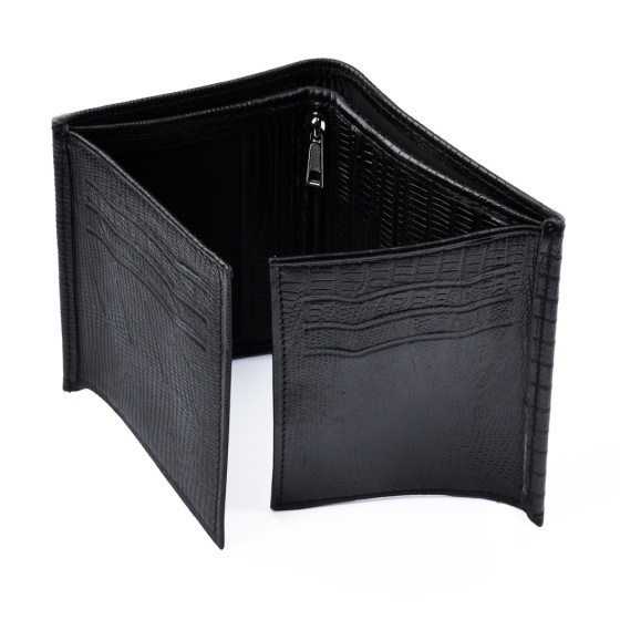 کیف پول کتابی ارگ چرم مشکی لیزارد