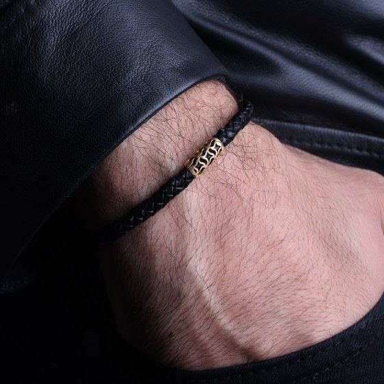 دستبند مردانه طلا طرح فیوژن کوچک