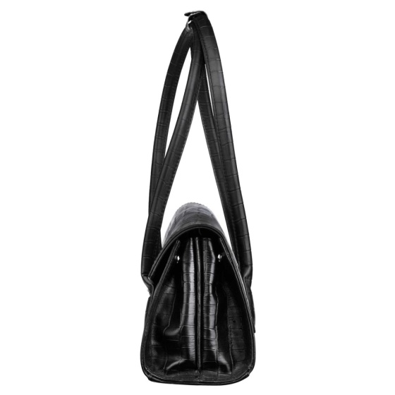 کیف دوشی زنانه چرم مشکی کروکودیل طرح املین