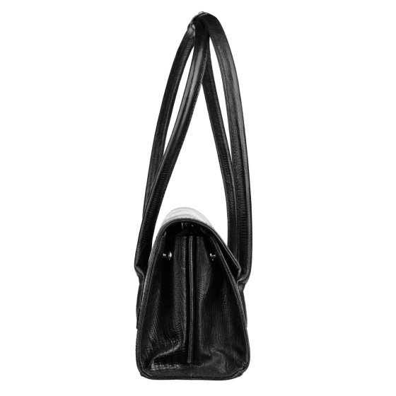 کیف دوشی زنانه چرم مشکی لیزارد طرح املین