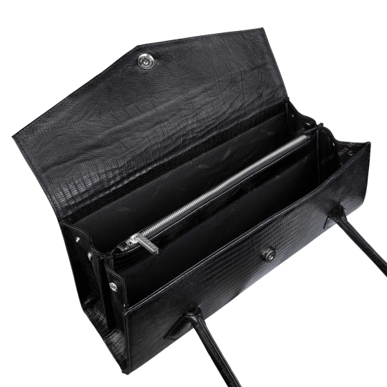 کیف دوشی زنانه چرم مشکی لیزارد طرح املین