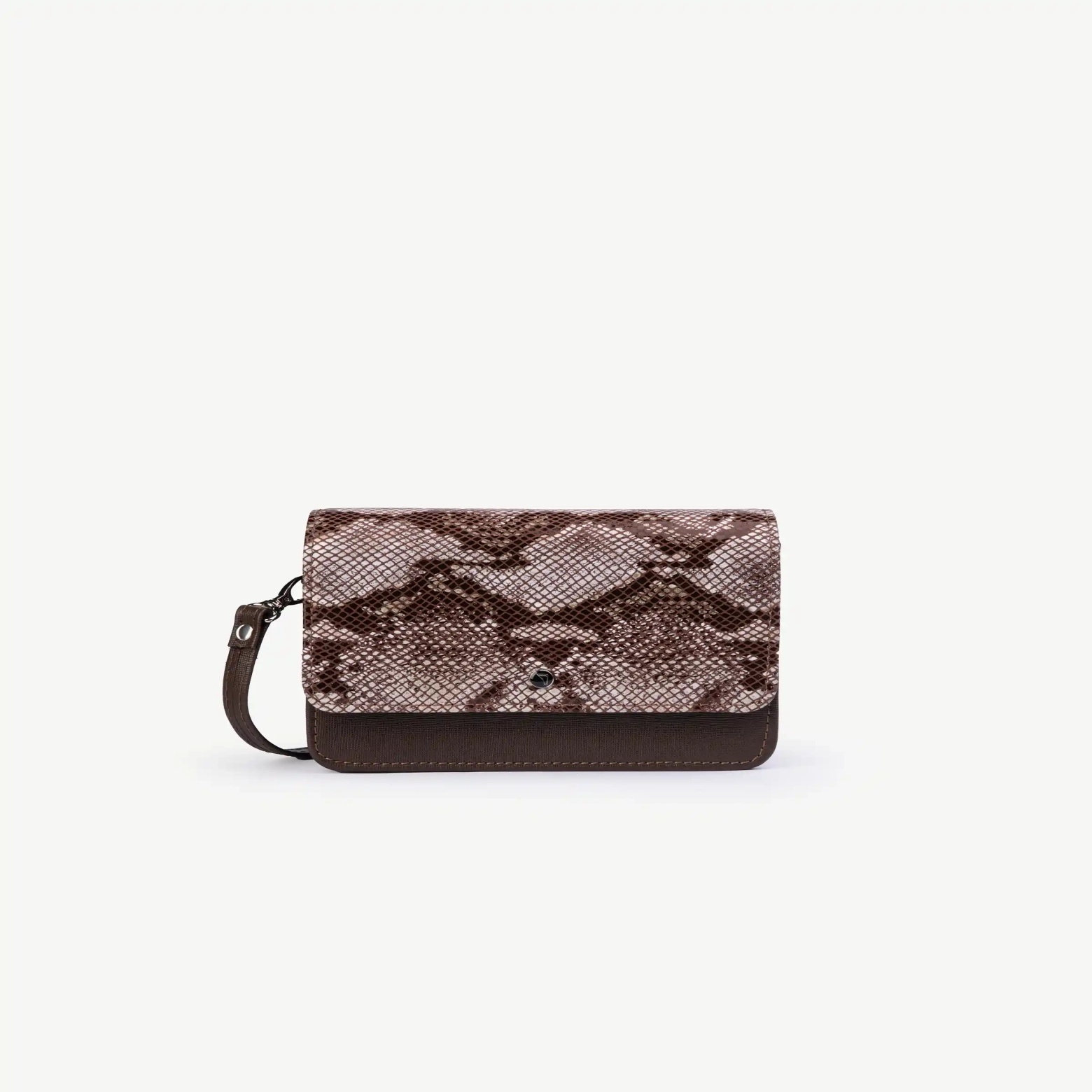 کیف دوشی چرم طبیعی طرح آمبر پوست ماری قهوه‌ای زنانه - کراس بادی چرم