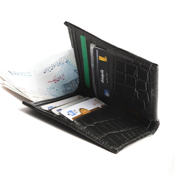 کیف پول جیبی چرم کروکودیل مشکی