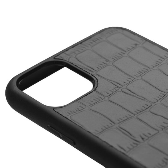 قاب موبایل آیفون 11 پرومکس چرم مشکی کروکودیل