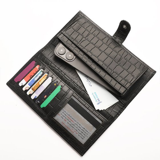 کیف موبایل چرم مشکی کروکودیل